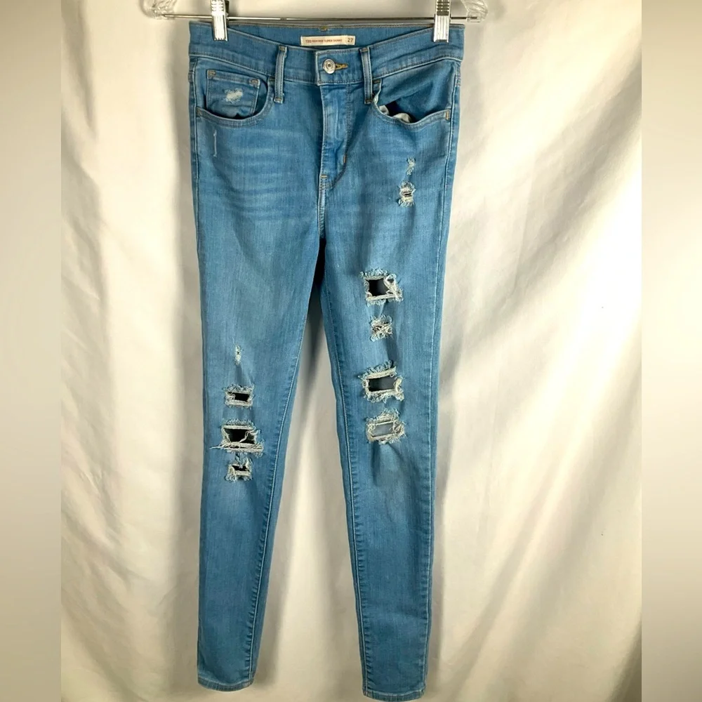 Levis 720 Women’s Size 27 High Rise Super Skinny Jeans Blue Denim Stretch